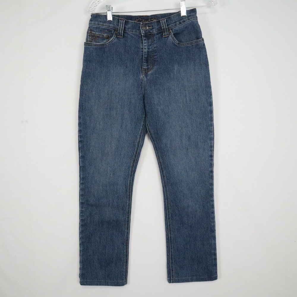 Zena Jeans Womens 4 Straight Leg 5-Pocket Stretch Flex Denim Blue